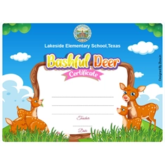 Bashful Deer Classroom Award Certificate